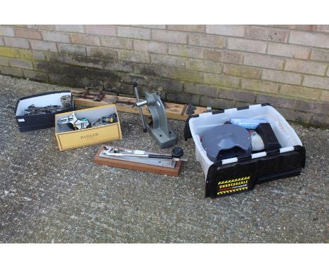 Tools to include clamp board with various clamps, mitre cramps, set squares, polishing and buffing wheels and accessories etc