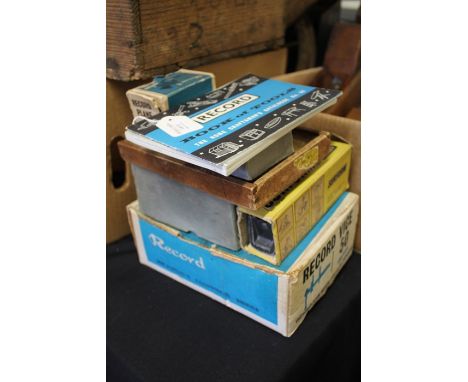 Boxed tools, to include Record 50 Vice, Record  722 router, Stanley Surform block plane, Record 043 plough plane, Record plan