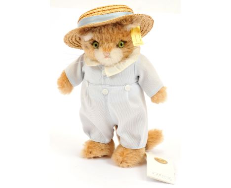 Steiff Tom Kitten Beatrix Potter, yellow tag 354823, mohair, swing labels, Good Plus to Excellent, 9.75"/25cm.