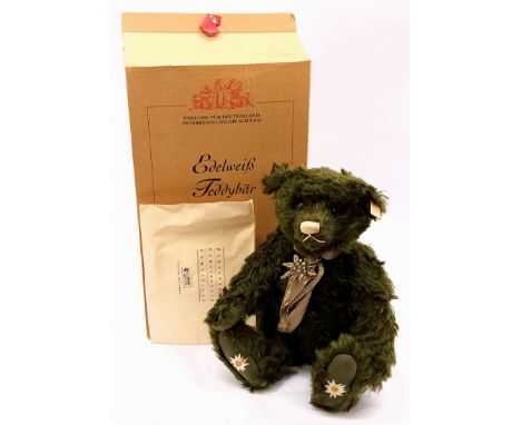 Steiff Edelweiss teddy bear, white tag 660139 (slightly yellowed), LE 1500, German, Austrian and Swiss exclusive, mohair, cer
