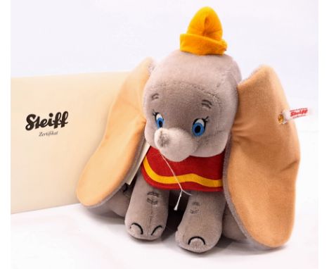Steiff Disney Dumbo, white tag 354564, LE 2000, grey mohair, swing label, certificate, would benefit from cleaning due to pet