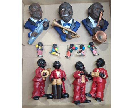 Jazz Band ceramic figures, wall plaques and Shudehill Golly style ornaments; Good Plus; (12). These items are listed on the b