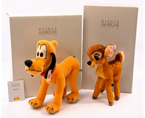 Steiff Disney pair including: (1) Pluto, white tag 651809, LE 5000, mohair, swing label (detached but present), within Fair b