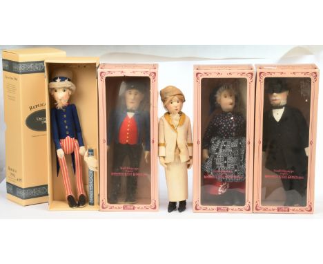 Steiff felt doll group including: (1) Uncle Sam replica 1904 felt Doll, white tag 411601, LE 1000, swing label and certificat