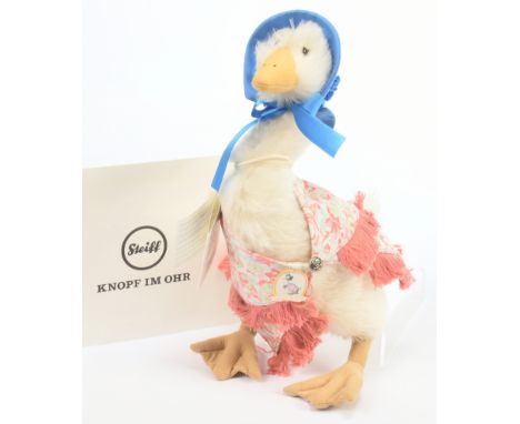 Steiff Danbury Mint Jemima Puddle-Duck Beatrix Potter, white tag 690358, LE 37/5000, mohair, with swing label, certificate, E