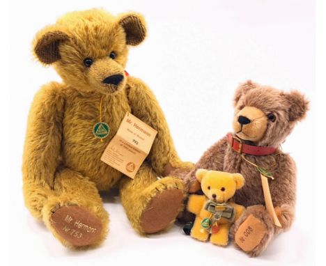 Hermann Spielwaren trio including: (1) Mr Hermann, LE 1000, mohair, swing label certificate (creased), 17"/43cm; (2) Classic 