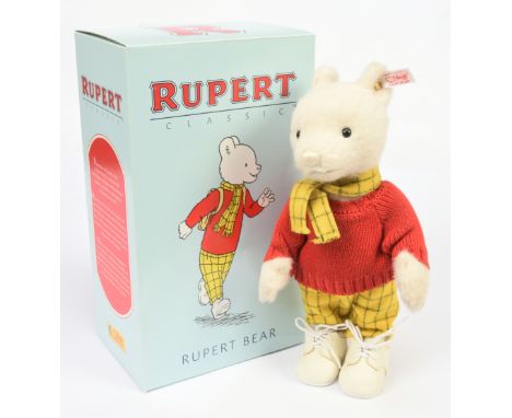 Steiff Classic Rupert the Bear, white tag 653568, LE 3000, alpaca, with certificate, Excellent Plus to Near Mint, within Exce