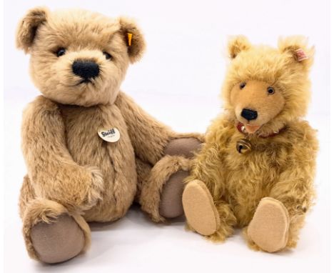 Steiff teddy bear pair including: (1) Antique Roadshow bear, white tag 669767, mohair, MISSING chest tag, certificate and box