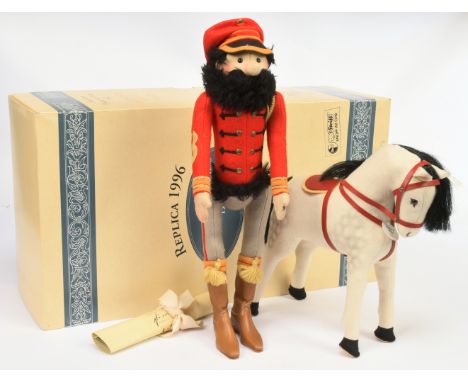 Steiff Hungarian replica felt figure with horse 1912, white tag 411984, LE 1200, certificate, Excellent Plus within Fair Plus
