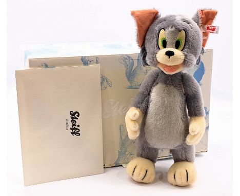 Steiff Tom cat (from Tom and Jerry), white tag 354588, LE 2000, mohair, swing label, certificate, within Good Plus box, trade