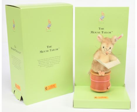 Steiff Beatrix Potter Collection The Mouse Tailor, white tag 354236, LE 1500, white plush mouse with airbrushed features, sea