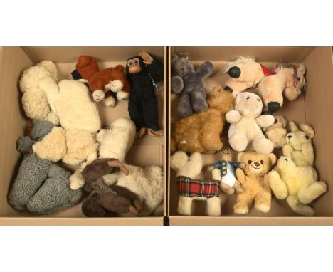 Collection of vintage plush teddy bears and animals, including: Merrythought boxer dog; Dean's Rag Book Tru-to-Life small mon