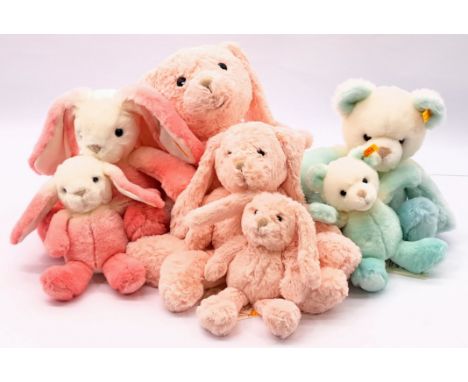 Steiff plush Teddy Bear &amp; Rabbit group including: yellow tag 080630; yellow tag 080623; yellow tag 080616; yellow tag 080
