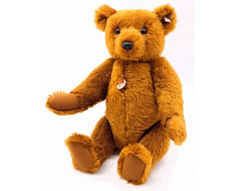 Steiff 55PB 1902 replica teddy bear, white tag 404009, LE 7000, rust mohair, with moulded sealing wax nose, chest tag, MISSIN