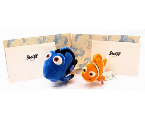 Steiff Disney Finding Nemo pair including: (1) Nemo, white tag 354885, mohair, swing label, certificate, within Good Plus box