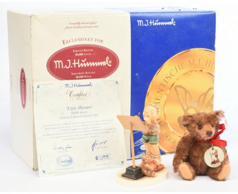 Steiff MJ Hummel Goebel Little Maestro set Millennium 2000, white tag 996184, LE 20000, comprising Little Maestro porcelain f