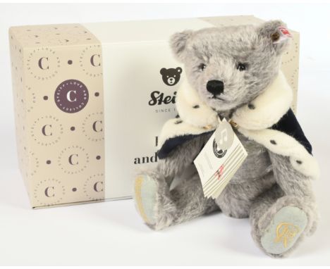 Steiff Long to Reign over us King Charles III teddy bear, white tag 691515, LE 2022, mohair, with swing labels, certificate, 