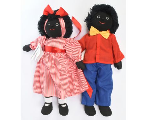 Charlie Bears  / Mel and Steff (Australia) handmade golly / black ethnic cloth dolls pair, made exclusively for Charlie Bears