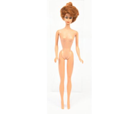 Mattel vintage Bubble Cut Barbie, 1962, auburn hair, head is sticky, rubs to eyelids, slight green to ear piercings, Good.