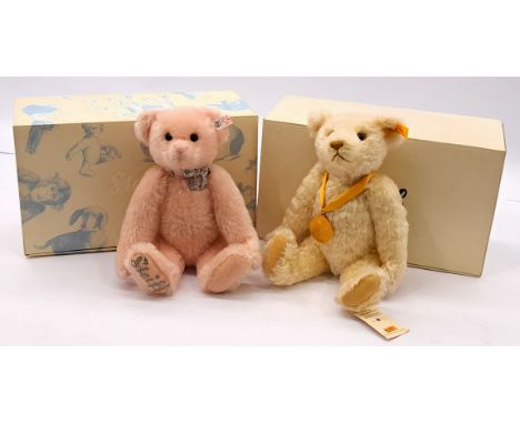 Steiff teddy bear pair including: (1) Danbury Mint Swarovski Krystie teddy bear, white tag 663321, LE to the year 2012, mohai