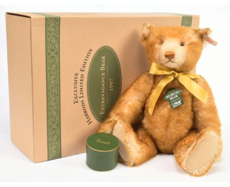 Steiff Harrods Musical Extravagance teddy bear, 1997, LE 2000, white tag 653179 (yellowed), mohair, chest tag, certificate, p