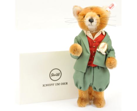 Steiff Danbury Mint Mr Tod Fox Beatrix Potter, white tag 690525, LE 299/5000, mohair, with swing label, certificate, Excellen