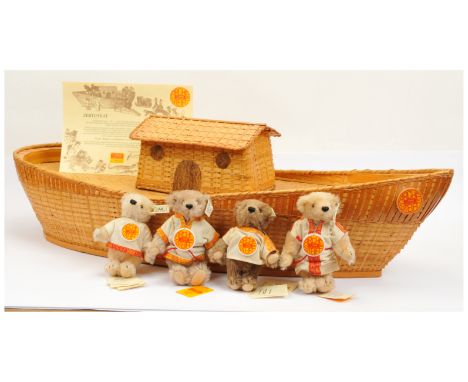 Steiff Noah's Ark, with Mr &amp; Mrs Noah, 1992-1997, white tag 038006, LE 8000, mohair bears, complete with ceramic chest me