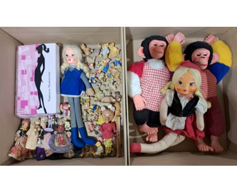 Mixed dolls and other including: Mattel Timeless Silhouette Barbie # 29050; Pelham Puppet Rupert the Bear; cloth dolls, ceram
