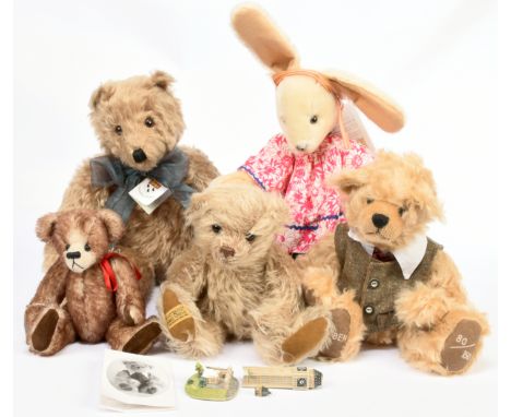 Mohair teddy bears collection x five, including Canterbury Bears, Merrythought, Chubby Cubs and Compton and Woodhouse Hermann