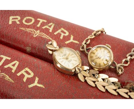 9CT GOLD LADIES' ROTARY WRISTWATCH with integrated 9ct gold bracelet, together with 9ct gold ladies Valex, wristwatch with in