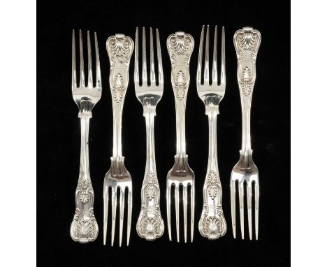 SET OF SIX MATCHED VICTORIAN SILVER DESSERT FORKS, King's pattern, London, 11ozt approx. (6)Provenance: private collection Yo