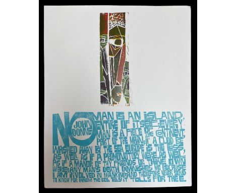 ‡ PAUL PETER PIECH (American-Welsh 1920-1996) limited edition (17/25) lithograph - quote from English poet John Donne, 'No Ma