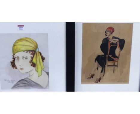 LMB Hall - portrait study, watercolour, and one other (2)