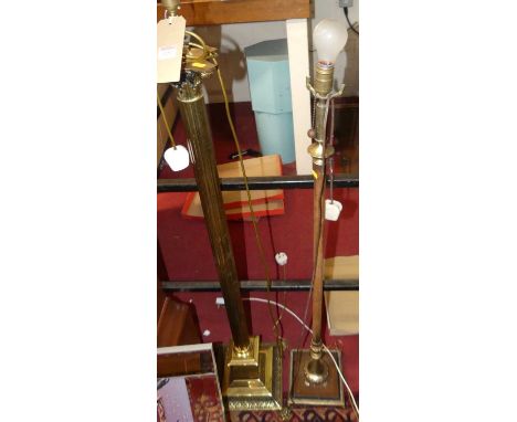 A polished brass Corinthian column standard lamp; together with a further classical style standard lamp (2)Corinthian column 