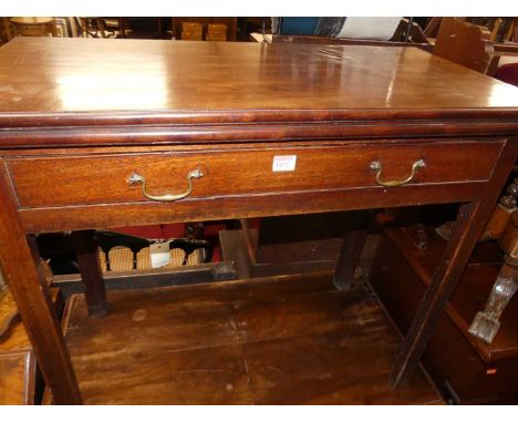 A 19th century mahogany fold-over tea table, with single frieze drawer, w.83.5cm 