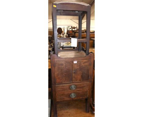 An early 19th century mahogany gent's night commode, w.46cm; together with a 19th century mahogany dressing stool (2)