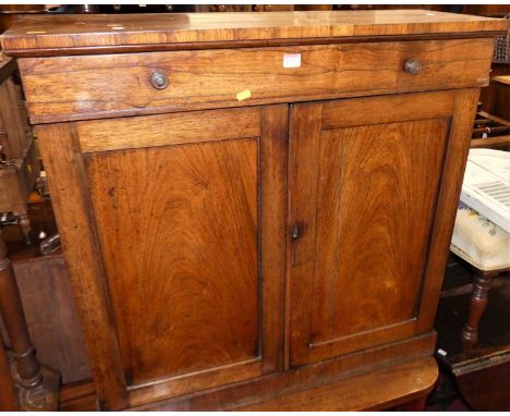 A Victorian rosewood double door side cupboard, with single frieze drawer, w.91.5cmOne removable shelf inside.Height 91cm, in