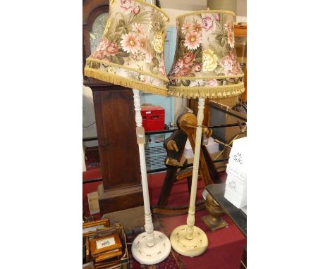 A white painted and matching cream painted standard lamp (2)