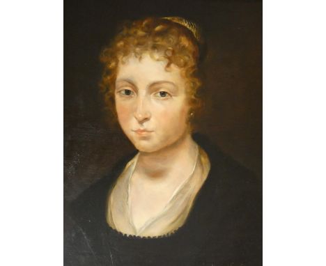 A 19th century giltwood framed oil on panel, portrait of a noblewoman, by German artist Hugo Kauffmann (1844-1915). Signed, l