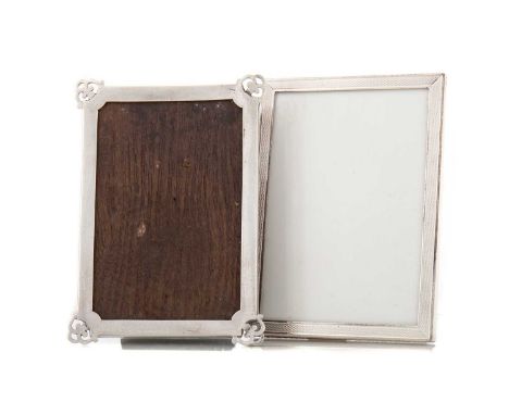 GEORGE V SILVER PHOTOGRAPH FRAME BALDWIN &amp; MARIOTT, BIRMINGHAM 1920 with pierced corners, along with a modern engine turn