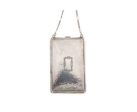 LADY'S SILVER COMBINATION COMPACT/SOVEREIGN CASE EARLY 20TH CENTURY stamped STERLING, of oblong form with canted corners, the