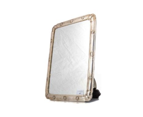 GOOD VICTORIAN SILVER MOUNTED TABLE / VANITY MIRROR FREDERICK FRANCIS, BIRMINGHAM 1853 the cushion frame with small 'portrait