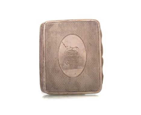 VICTORIAN SILVER CIGAR CASE GEORGE UNITE, BIRMINGHAM 1879 engine turned exterior with central initial engraved oval cartouche