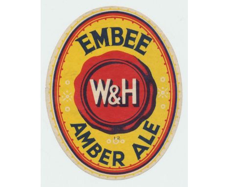 Beer label, Walker & Homfrays Ltd, Salford, Embee Amber Ale, numbered 12,  large v.o, 109mm high, (sl edge nick o/w gd) (1) 