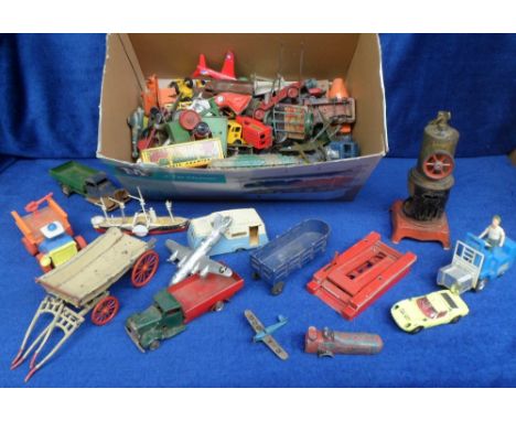 Diecast & Tinplate Toys, including Tri-ang Minic, Wells Brimtoy, Hong Kong plastic Fork Lift, Dinky Toys, Britains lead two h