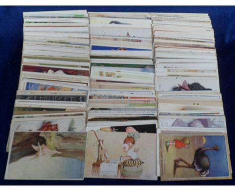 Postcards, a collection of approx 280 mainly comic and children's art cards with a few glamour inc Louis Wain (5, mixed condi