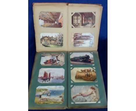 Postcards, 2 vintage albums, one containing UK artist-drawn Charles Flower cards (124) and W W Quatremain (28), (gen gd). The
