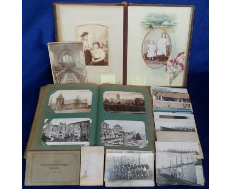 Postcards, 2 vintage albums, one containing approx 180 cards and a few loose, mostly views of Churches but also a few better 