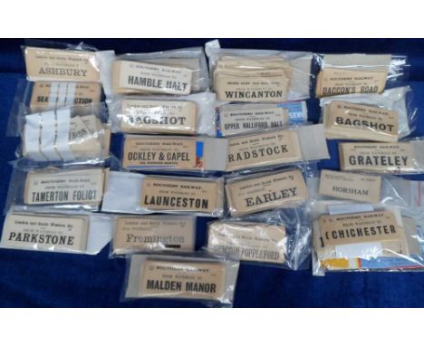 Ephemera, Railwayana, a large quantity of vintage luggage labels, all for stations on the Waterloo Line, Southern & London & 