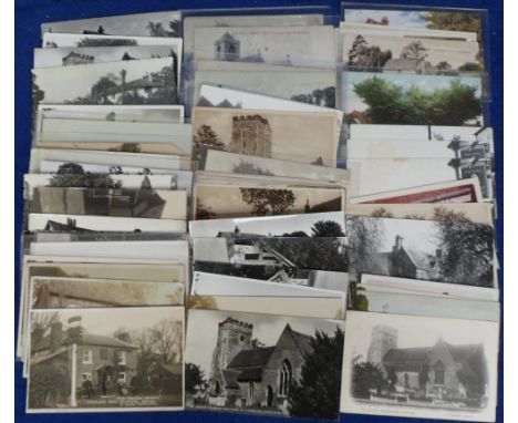 Postcards, Berkshire, village scenes of Waltham St Lawrence, church, lych gate, houses, village, Bell Inn, Royal Oak Inn Gart